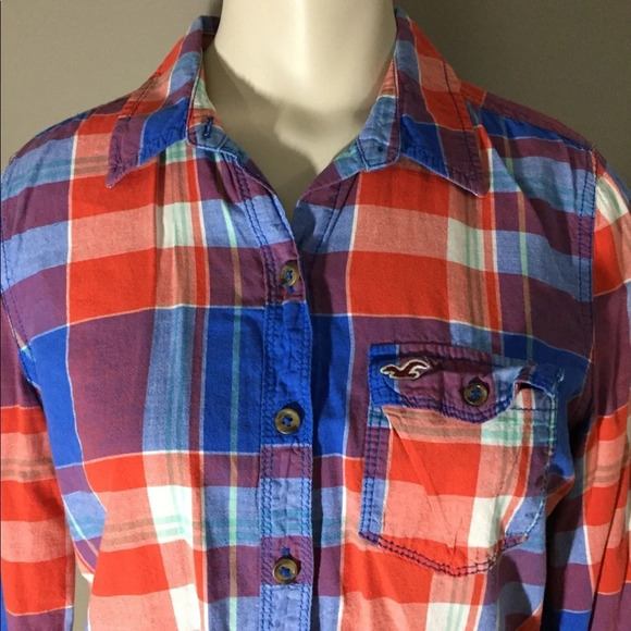 Hollister Button Down Plaid Ling Sleeve Shirt M - Picture 2 of 9